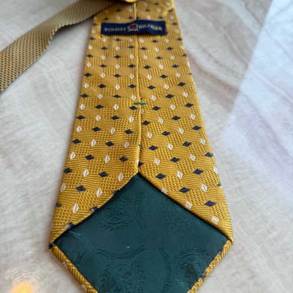 Tommy Hilfiger Mustard and Navy Textured Silk Tie - Picture 4 of 10